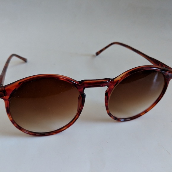 NWOT Vintage round funky tortoise schoolboy w/gradient amber lens sunglasses - Picture 4 of 8